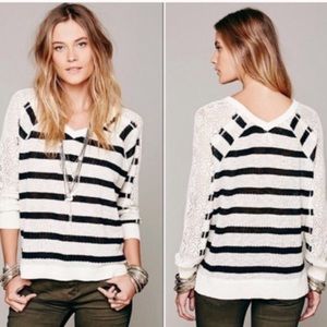 SOLD - FREE PEOPLE striped crochet knit pullover sweater